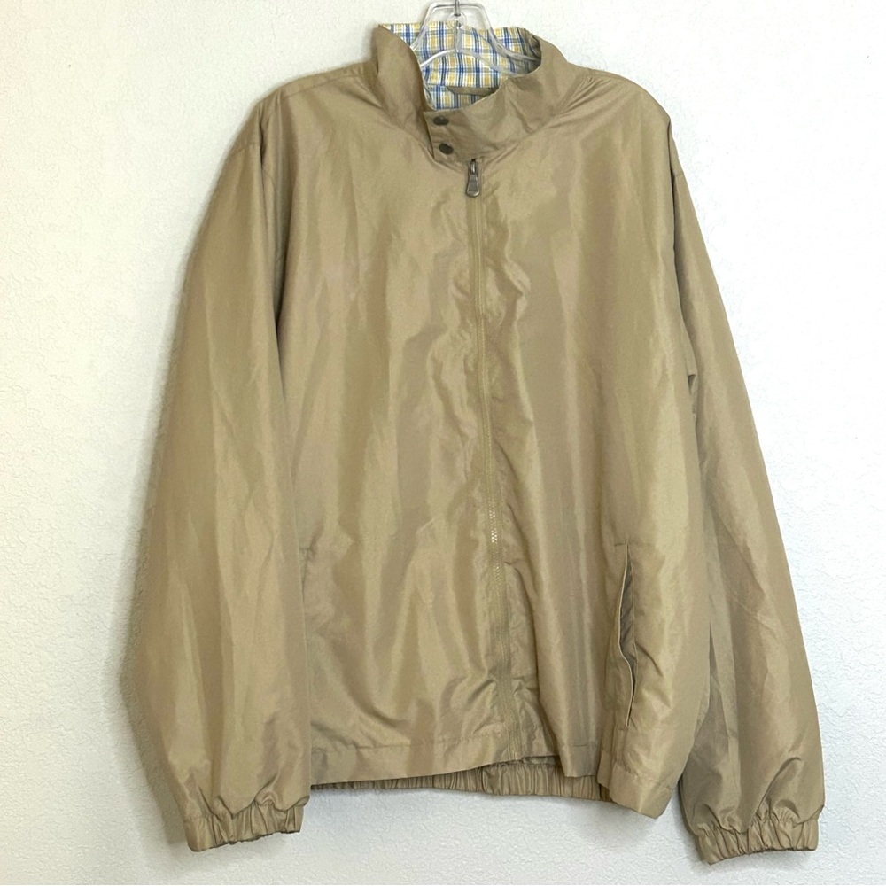 Izod Tan Lightweight Long Sleeve Zip Up XXL 2 Front Pockets Windbreaker